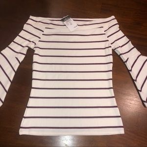 Off shoulder striped top